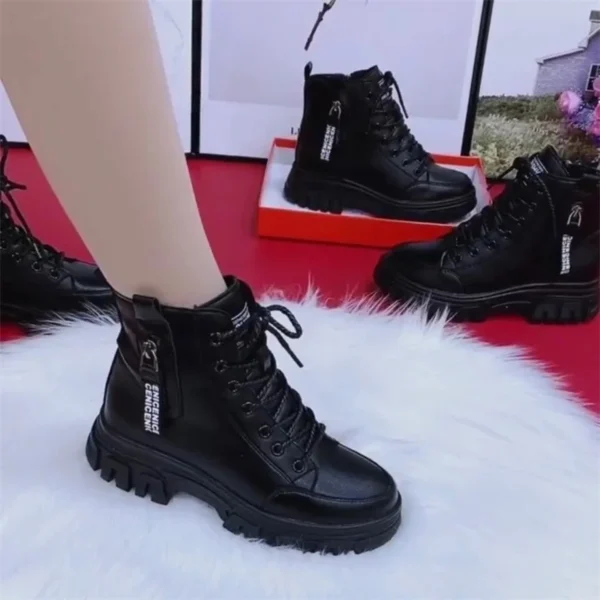 Shoes 2023 Fashion Winter Warm Women Black Casual Shoes Plus Velvet All-Match Sneakers Thick-Soled Cotton Boots