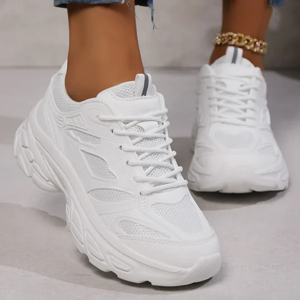 2025 Spring New Style Versatile Fashionable Pure Color Breathable Upper Women's Casual Sports Shoes Road Running Shoes Dad Shoes